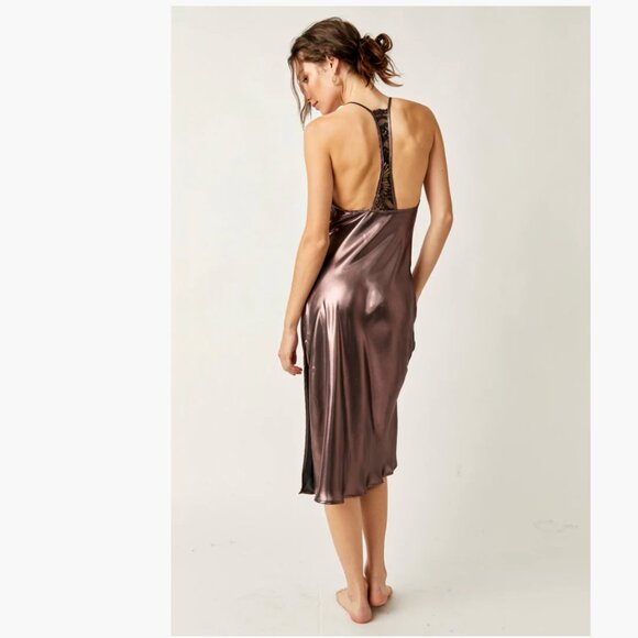 NWT Free People Sunset Shimmer Midi Dress In Color MORGANITE - Picture 3 of 7